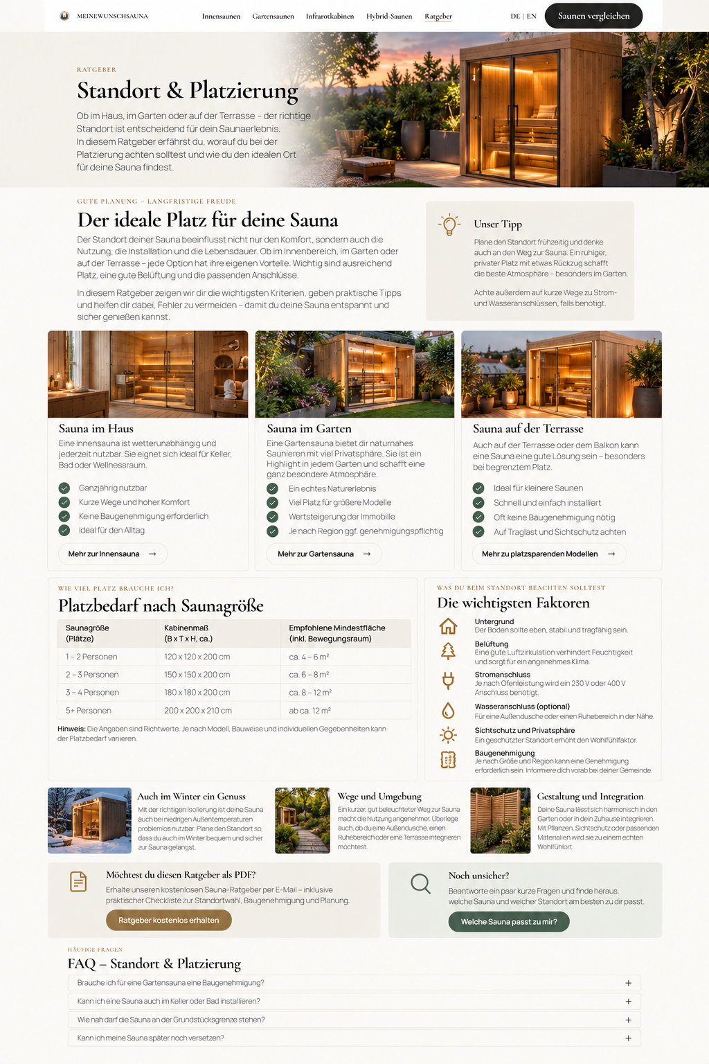 Sauna im Garten bei Abenddämmerung